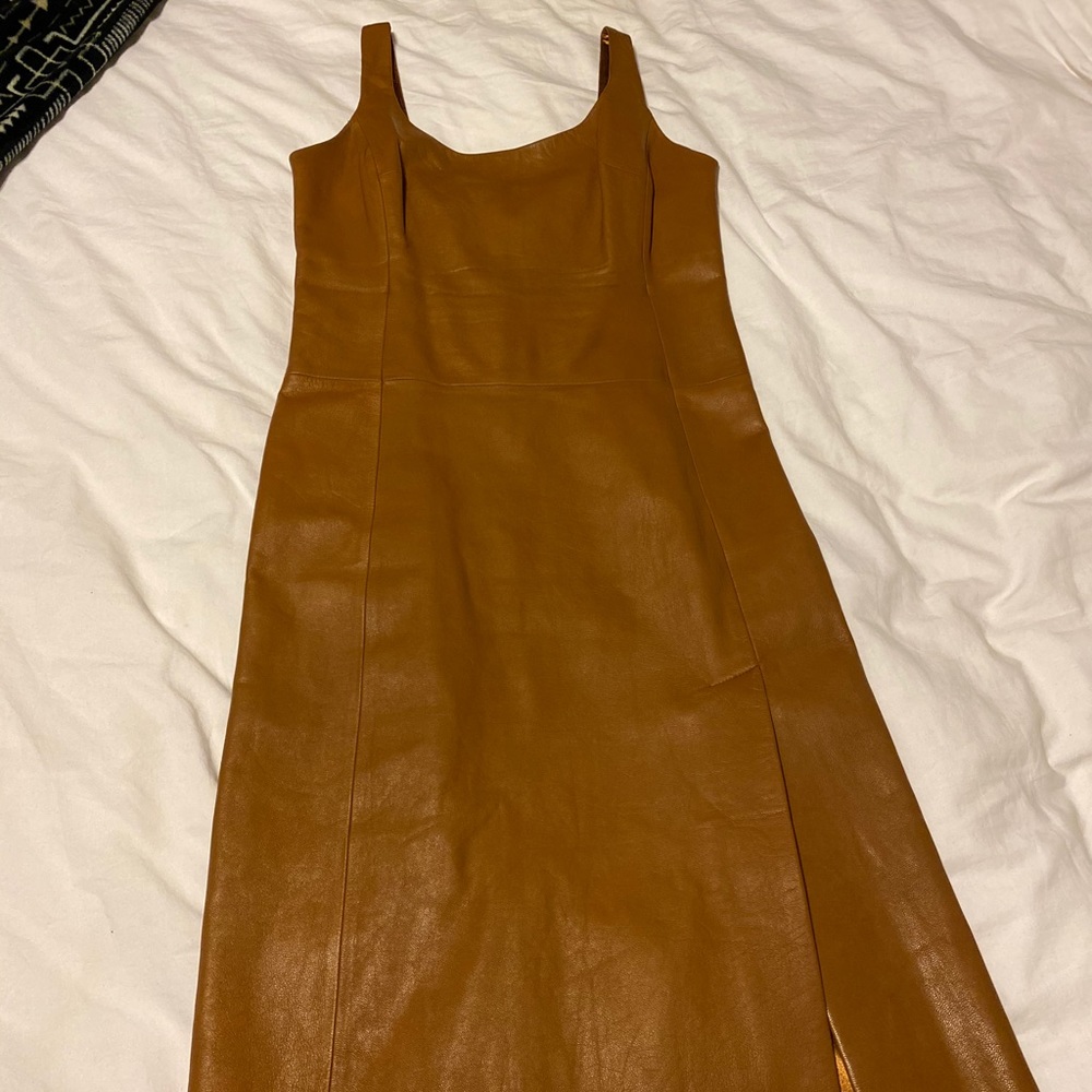 BCBG MAXAZARIA LEATHER DRESS